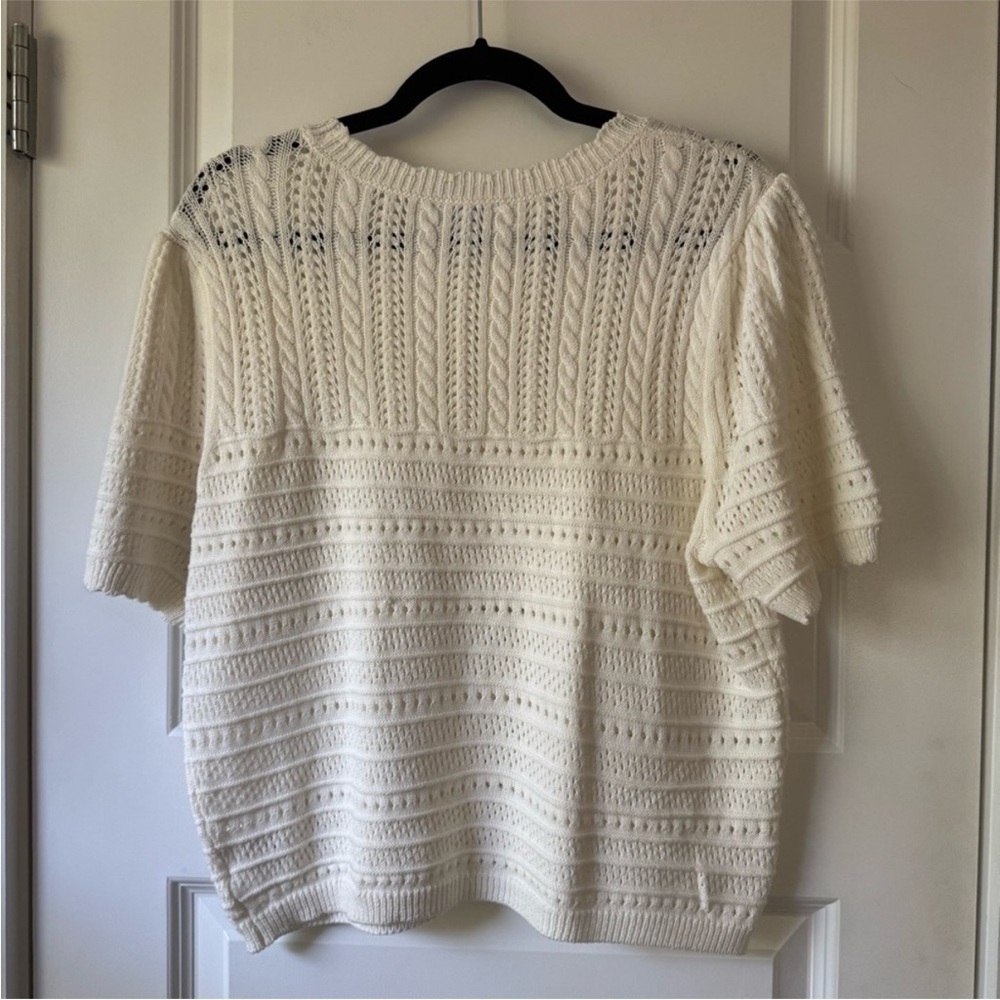 ⛱️🔥Draper James - Ivory Short Sleeve Sweater - XL - Picture 2 of 6